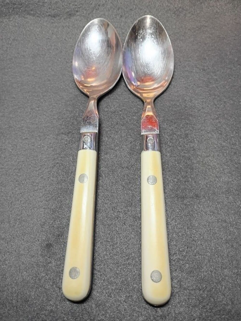 WF Mardi Gras Stainless Flatware Korea Ivory Handle 7pc Fork Spoon Set Vintage - Picture 3 of 10